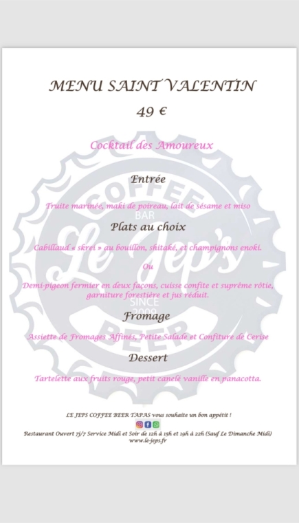 MENU DE LA SAINT VALENTIN, Fargues-Saint-Hilaire, Le Jep’s